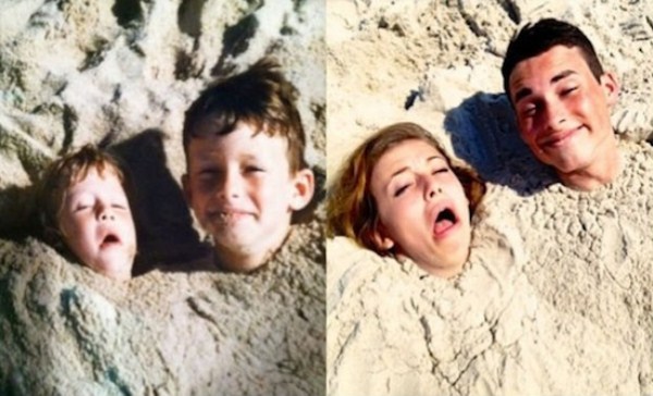 33 Childhood Photos Recreated Years Later (33 photos)