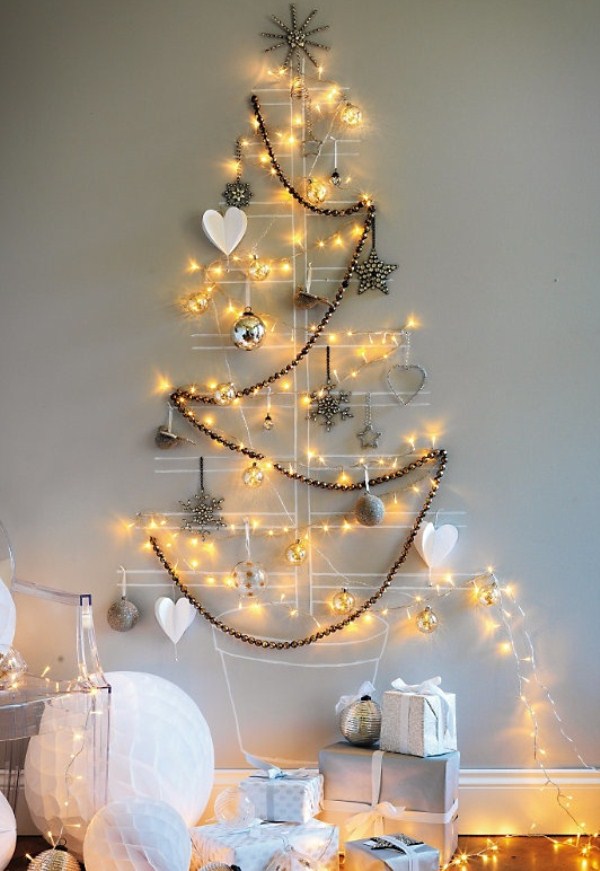 diy merry christmas tree lights wall