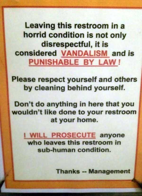Seriously Funny Bathroom Notes and Signs (76 photos)