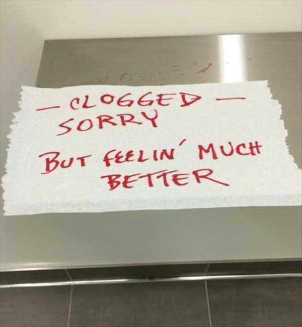 hilarious bathroom signs and notes 50