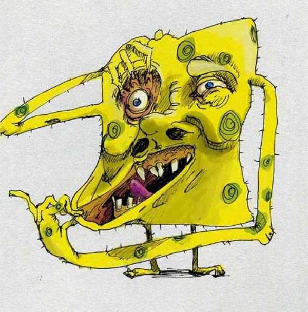 bizarre weird spongebob fan art 3