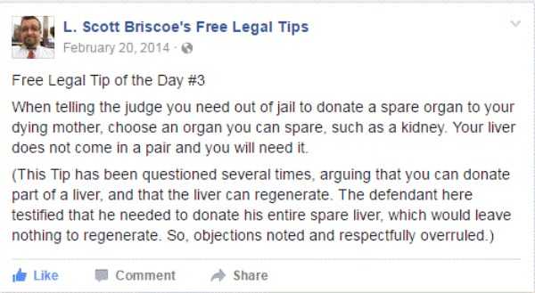 lawyer L Scott Briscoe funny tips 4