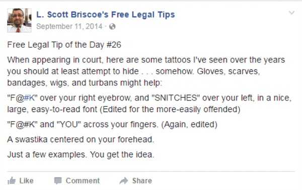 lawyer L Scott Briscoe funny tips 40
