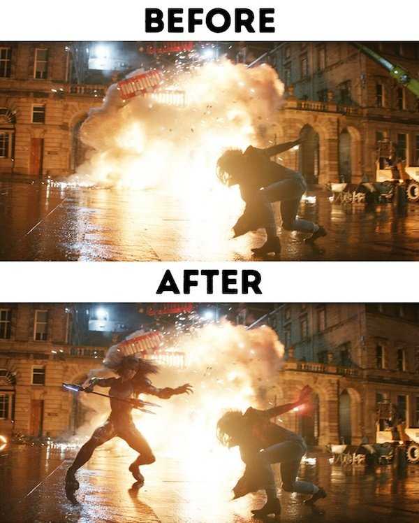 30 Movie Scenes Before And After CGI (30 photos)