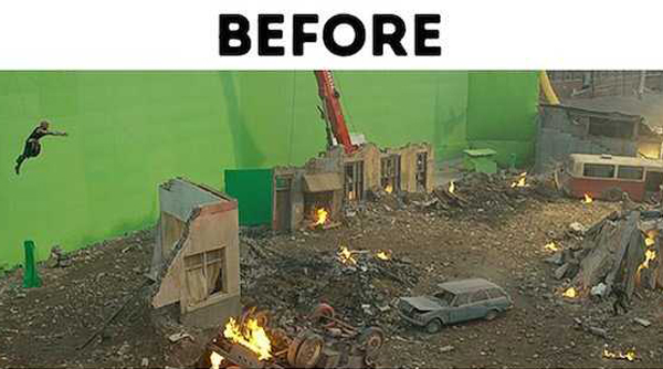 30 Movie Scenes Before And After CGI (30 photos)