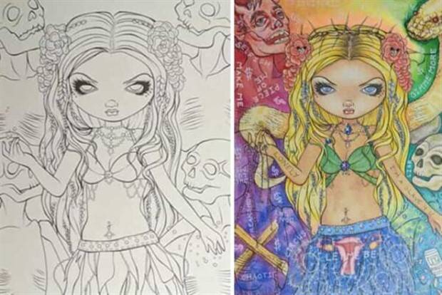 47 Kids Coloring Books, Corrupted by Grown Ups (47 photos)