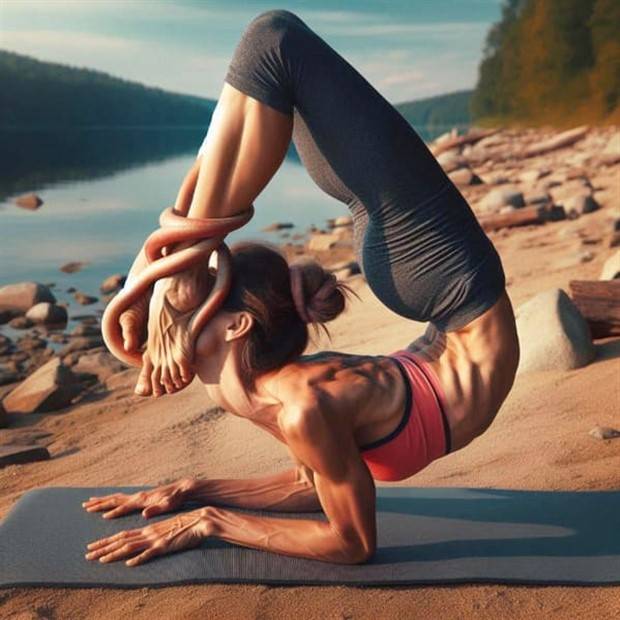 Absurd Yoga Poses Generated by AI (23 photos)