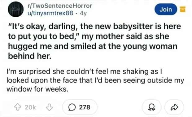two sentence horror stories 10 Two Sentence Horror Tales to Keep You Up (45 photos)