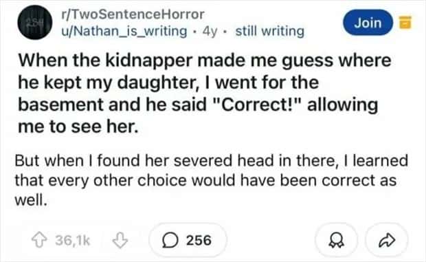 two sentence horror stories 14 Two Sentence Horror Tales to Keep You Up (45 photos)