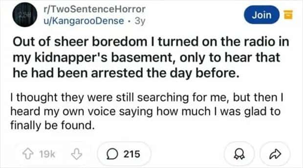 two sentence horror stories 19 Two Sentence Horror Tales to Keep You Up (45 photos)