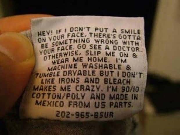silly clothing tags 4 Funny Secrets Printed on Clothing Tags (20 photos)